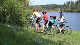 Kevin and family riding along the Tottiford Reservoir reservoir path, 16.0 miles into the ride